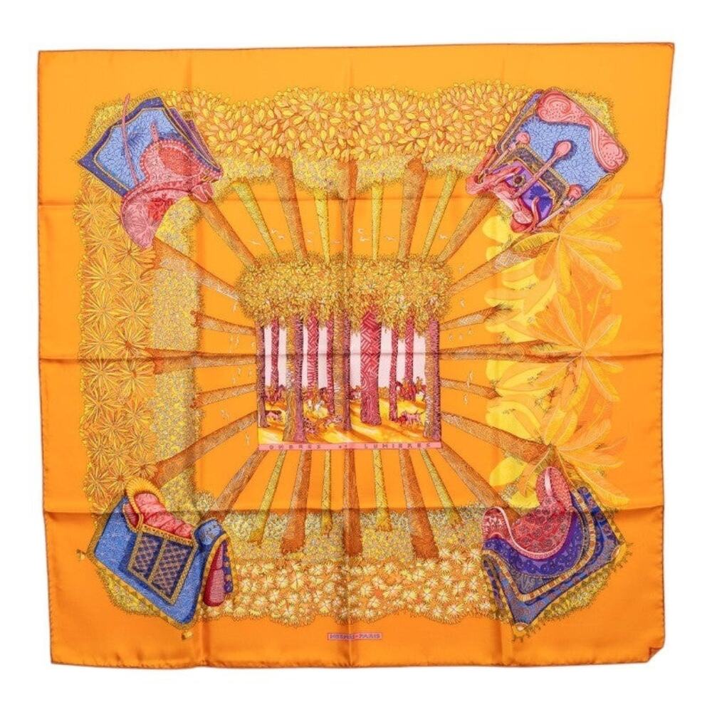 Hermes Carre 90 Ombres et Lumieres Shadow and Light Scarf Orange